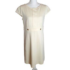 Lilly Pulitzer Sheath‎ Dress Womens 10 Cream Cap Sleeves Keyhole back Stretch